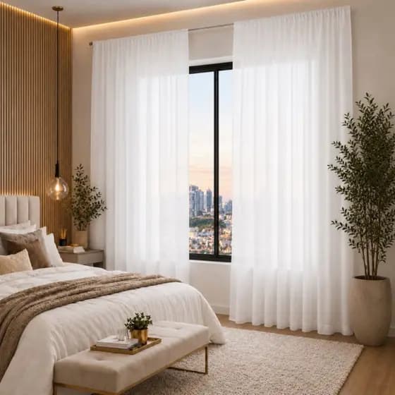 Cortina Microfibra Sem Ilhós 4,00x2,40 Varão Passante Decoração Sala Quarto