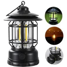 Lampião LED Recarregável Retrô Portátil Luminária para Camping Pesca Acampamento Emergências com Regulagem