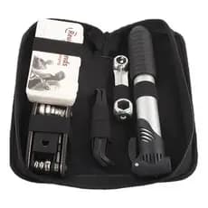 Kit Ferramentas Reparo de Bicicleta Completo Bolsa de Chaves Bomba Ar Pneu e Remendo Bike