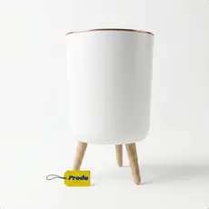Lixeira Com Pes Madeira Produ 7 Litros Retro Click Banheiro Escritorio Quarto Lavabo Cozinha Branco