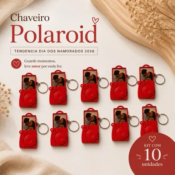 Kit 10 Chaveiros Polaroid Lembrancinha Dia Dos Namorados Para Revender
