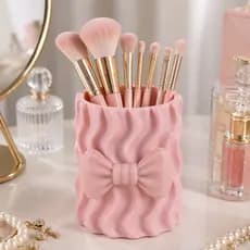 Porta Pincel Maquiagem Decorativo Com Laço Organizador De Penteadeira Porta Objetos Feminino
