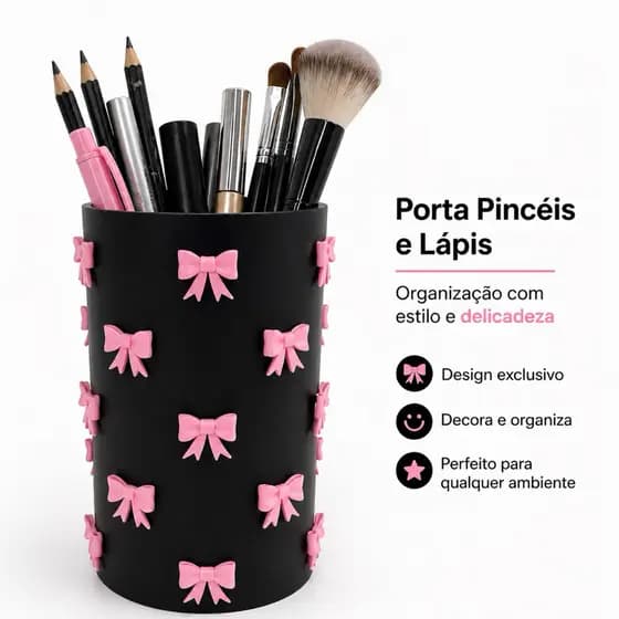 Porta Pincéis Decorativo Com Laços Porta Lápis Porta Canetas Organizador De Mesa Namorados