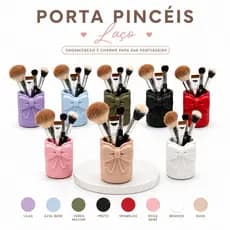 Porta Pincel Decorativo Com Laço Para Bancada E Mesa De Maquiagem