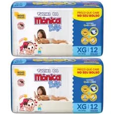 Kit com 2 Pacotes de Fraldas Descartável Turma da Mônica Baby Tecnologia Quatrosec Tamanho Xg