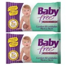 Kit 2 Lenços Umedecidos Baby Free Toalha Umedecida Qualybless 2 Pacotes com 50 unidades
