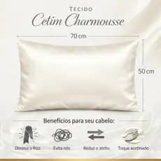 Kit Fronha de Cetim Premium Antifrizz 2 pçs 70x50 c/ Zíper / Cabelo Lindo Todos os Dias