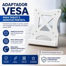 Suporte Adaptador VESA para Tablet Monitor Portátil Braço Articulado em PETG