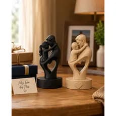 Escultura Dia dos Pais Pai e Filho em PLA 18cm Presente Decorativo com Coração