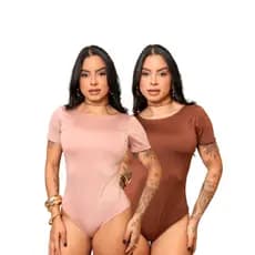 Kit 02 Body Básico Sem Bojo Feminino Nude/ Marrom Casual