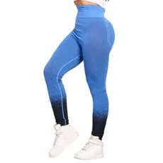 Calça Legging Academia Feminina Azul Cintura Alta