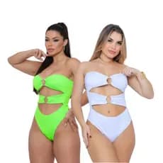 Body Sereia Feminino Maiô Moda Praia Verão Branco + Verde