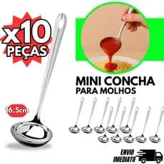 Mini Concha Pequena KIT 10 Para Servir Molho Caldos Calda Farofa Utensílios Aço Inox