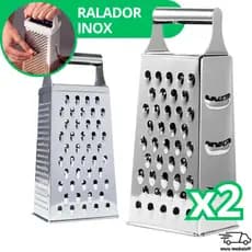 Kit 2 Raladores 4 Faces - INOX Rala + Fatia Queijo Legumes Batata Comida
