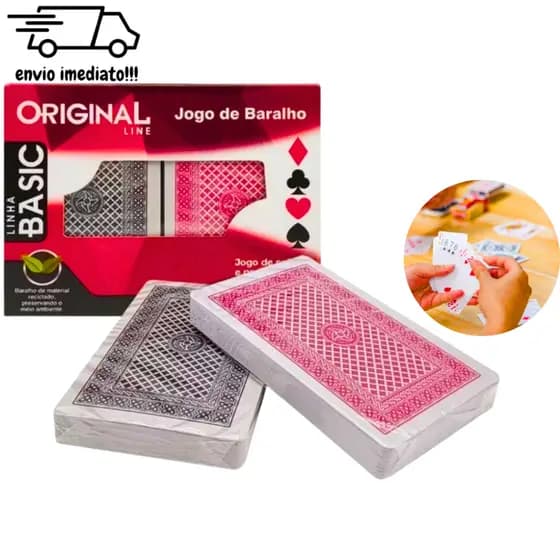 Baralho Duplo 2 Jogos 104 cartas de Plástico Original Line para Carteado Truco Tranca Canastra Poker