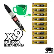 Super Cola 9 Peças Cartela Cola Instantânea 3g Cola Plastico Borracha Porcelana Bond