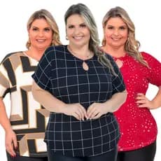 Blusinha Camiseta Blusa Feminina Moda Plus Size Curve Verão Senhora Melhor Preço