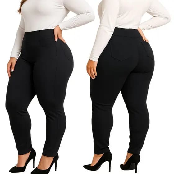 Calça Legging Montaria Gorgurão Cintura Alta Plus Size Curve Com Bolso