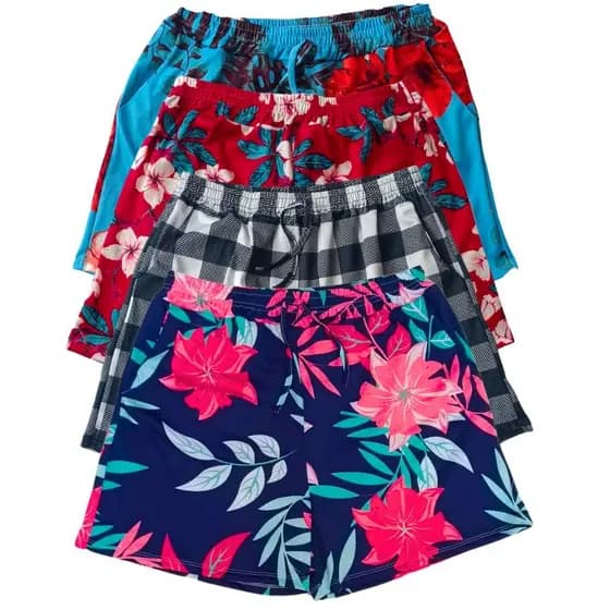 Kit 4 Shorts Bermuda Feminina Crepe Feminino Verão Regular e Plus Size