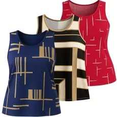Kit 3 Blusinha Regata Feminina Plus Size Curve Verão Senhora Estampas Sortidas