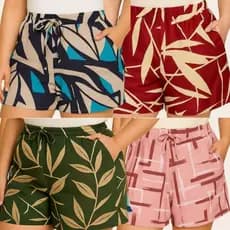 Kit 5 Shorts Plus Size Feminino Estampado M ao EXG Praia Dia a Dia e Conforto