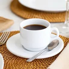 1 Unid - Xícara de Café com Pires 65ml Cerâmica Branca Vitramik, Biona Oxford