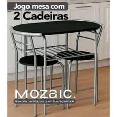 Jogo Mesa com 2 Cadeiras Cinza UB5762 Mozaic