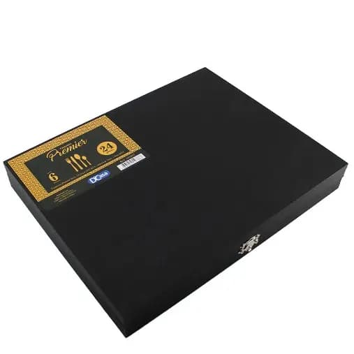Faqueiro Inox Premier 24 peças com Baú MDF DCasa