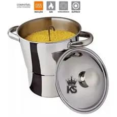 Cuscuzeira Nordestina em Aço Inox 16cm, Dcasa Compatível com Fogão de Indução