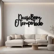 letreiro quadro decorativo frase motivacional deus e bom o tempo todo mdf 3 mm pintado
