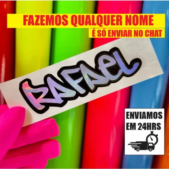 [Leia a descrição] Adesivo |  COM SEU NOME l com fundo preto