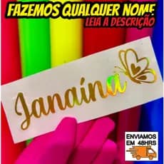 Leia a descrição - 1 Adesivo - COM SEU NOME + BORBOLETA