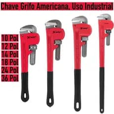 Chave Grifo Tipo Americano, Uso Industrial c/ Mordentes em Aco, MTX, 10-12-14-18-24-36 Polegadas