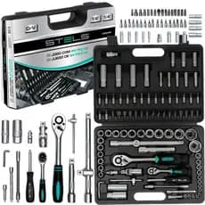 Kit Jogo de Soquetes Chave Catraca,1/4" E 1/2" c/ 94 Peças STELS 1358099