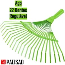 Vassoura Rastelo de Aço c/ 22 Dentes Regulável p/ Grama Jardim Sem Cabo PALISAD 617708