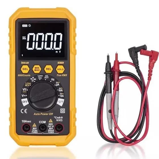 Multímetro Digital Hikari HM-1700 True RMS, NCV, 600V, Capacitância, Display Grande Iluminado EBTN