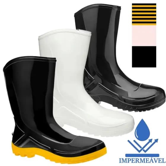 Bota Galocha Impermeável Motoboy EPI Cano Médio MARLUVAS 110VFLEX Açougue Limpeza Chuva