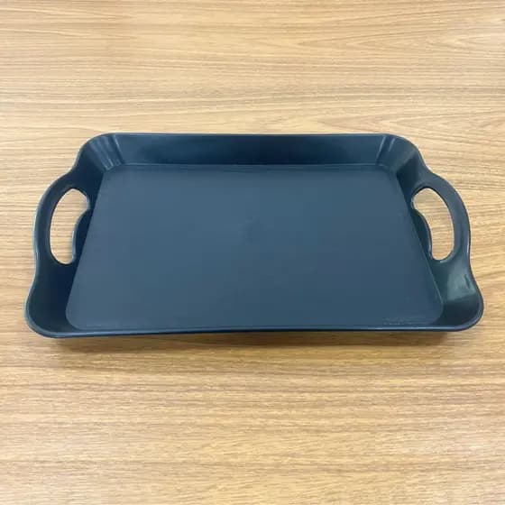 Bandeja De Plastico Retangular 36cm Preto Servir Cafe Padaria Restaurante Super Resistente