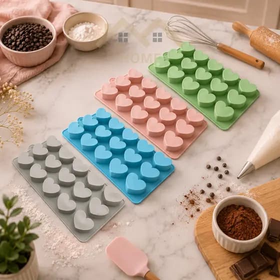 Molde 15 Cavidades Forma De Coração Para Chocolate Criativa Em Silicone