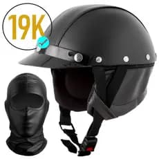 CAPACETE COQUINHO COURO MOTO CUSTOMIZADO MOTOQUEIRO BIKE CHOPPER CUSTOM HARLEY BALACLAVA COMPLETO