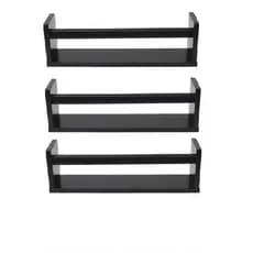 Kit 3 Prateleiras Nichos em U 60x15 MDF Preto com Suporte Flutuante Invisível Livros