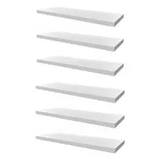 Kit 6 Prateleiras 50x25 MDF Branco com Suporte Flutuante Invisível