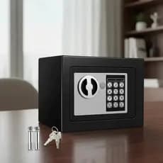 Cofre Digital Eletrônico I Senha + Chave I Aço Reforçado I Segurança Casa Escritório I Preto