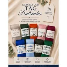 Kit 5, 8, 10 Gravatas com TAG para PADRINHO DE CASAMENTO | LEMBRANÇA PADRINHO DE CASAMENTO PALETAS DE CORES