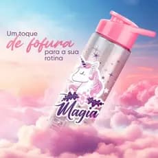 GARRAFA DE ÁGUA INFANTIL UNICÓRNIO  SQUEEZE 700 ML KIT LEMBRANCINHABPA FREE