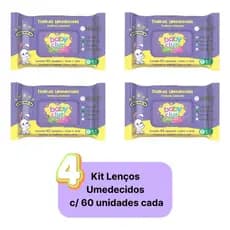 Kit 04 Pacotes Toalha Umedecida Baby Club Premium 240un 20x15cm Limpeza Eficaz com Ótima Hidratação