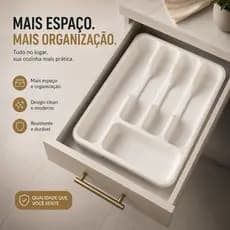 Porta Talher Gaveta Cozinha 25,5x35 Plástico Preto/Branco