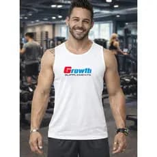 Growth Suplemento Regata Camisa Grow Masculina Branca Preta Para Academia ALGODÃO PROMOÇÃO