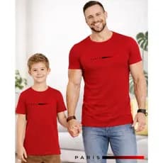 Kit 2 Peças Camiseta Pai e Filho Camisa Masculina e Infantil Paris Para Fotos Presente Dia Dos Pais