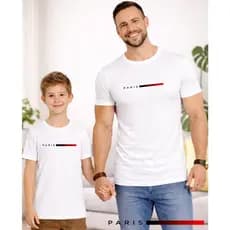 Kit Camiseta Pai e Filho Paris Style Algodão Macio - Look Viagem Premium